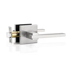 1 Pack Square Privacy Door Handle Satin Nickel Keyless Door Lever Bed Bath Do...
