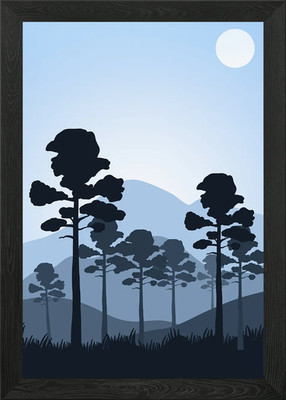 Forest Trees by Mountains Framed Wall Art Poster Canvas Print Picture