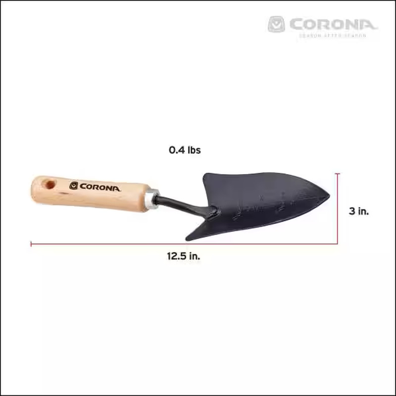 5.25 In. Garden Trowel and Transplanter with Wooden Handle