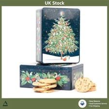 Luxury Salted Caramel Biscuits Gift Tin 400g Christmas Tree Tin Rectangle