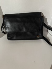 Aigner Black Leather Cross Body Purse with Gold Hardware Vintage EC