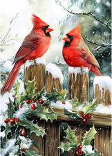 Winter Cardinal Christmas Diamond Art Kits, 5D Cardinal Birds Full Drill Diamond
