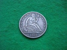 1869 Seated Liberty Half Dollar 50c High Grade A/Uncirculated Freepost
