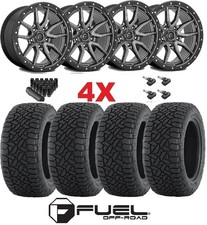 35 12.50 17 Mud Terrain W Gunmetal Grey Fuel Wheel Tire Set Rebel D680 5x127