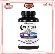 Melatonin 20mg,150 Veg Capsules, Complex with L-Theanine,Valerian Root & Vi