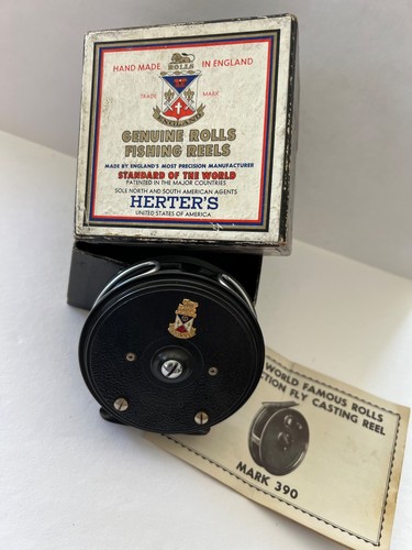 Vintage Herter's Rolls Mark 390 Reel 3-1/2" + Box & Manual 'Made in England'