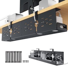 Under Desk Cable Management Tray - 32" Steel Cord Organizer, No-Drill -Clamp ...