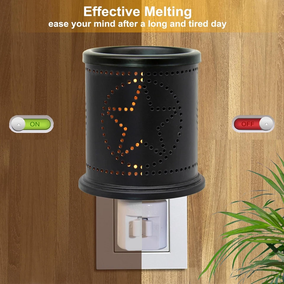 CVHOMEDECO. Scaldacera Elettrico Plug-In da Parete Scaldacera Stelle Punzonate Metallo Crostata - Immagine 4 di 4