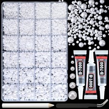 14000 Pcs Flat Back Pearls for Crafting with B7000 Glue White Half Pearl Beads f