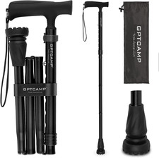 GPTCAMP G2 Walking Stick, Fold-up Walking Cane for Women and Men W/ Wrist strap