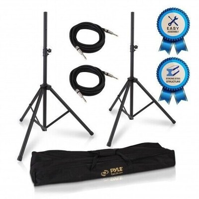 Pyle PRO DJ PA Speaker Monitor Pole Mount Stands w/ 1/4'' Cable Kit PMDK102