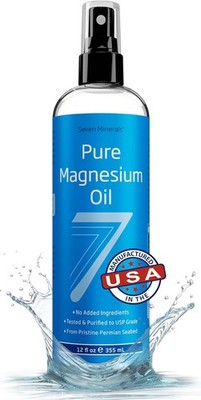 Seven Minerals Pure Magnesium Oil Spray, Big 12oz, USP Grade, Extra Strength, fo