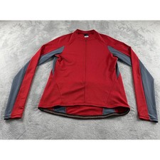 Nike Sphere Dry Mens Cycling Jersey Red Grey Long Sleeve Half Zip Size Large