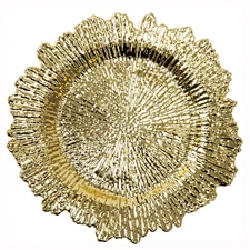 6 PCS Gold Charger Plates 13 Inch Reef Decorative Set Weddings Party Dining