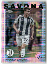 Topps Champions League Chrome 2025 N. 46 Nicolo Savona Rookie Pulsar Refractor