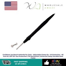 Caribbean Joe Beach Umbrella for Chair Adjustable Clamp-On UV Protection 48 Inch