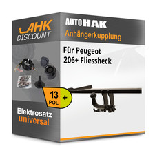 Für Peugeot 206+ Fliessheck 09- AUTO HAK Anhängerkupplung abnehmbar + 13polig