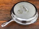 Griswold Cast Iron DEEP #10 Large Logo Skillet w/ Matching Lid In Chrome Finish