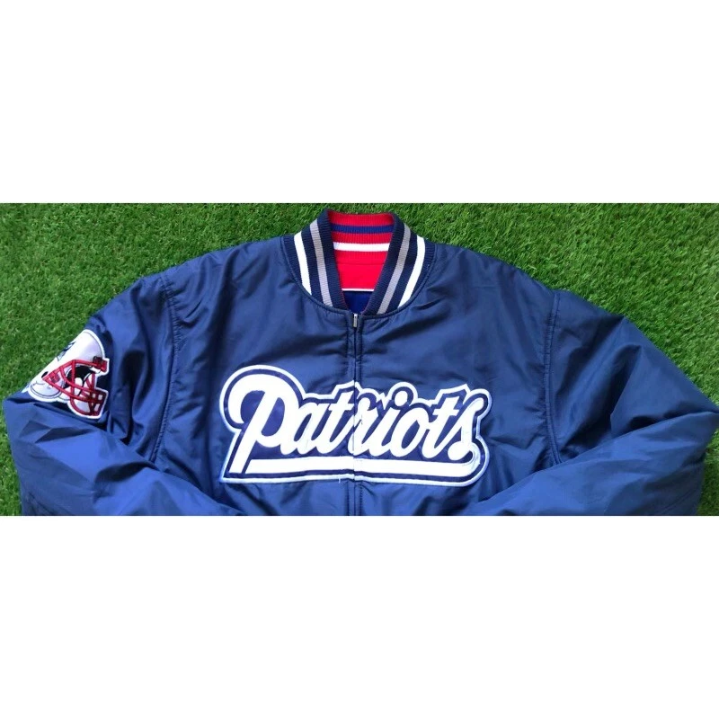 G-lll NFL New England Patriots Reversible Embroidered Patch Bomber Jacket Men’s - Image 3 of 4