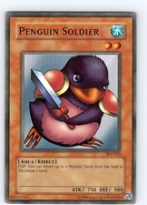 Yu-Gi-Oh TCG Penguin Soldier SDJ-022 Unlimited Super Rare Card Played LP