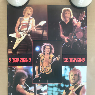 Vintage Original 1980s Scorpions Collage 1984 Poster Rock Music