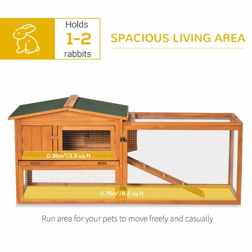 Rabbit Hutch and Run Outdoor Bunny Cage Wooden Guinea Pig Hide House - Picture 5 of 11