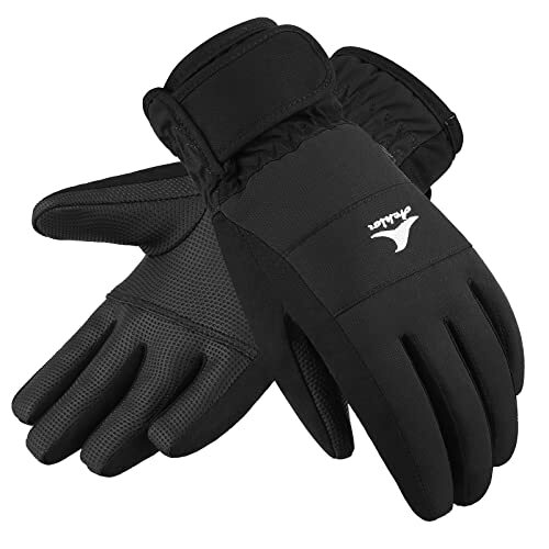 Kids Ski Gloves, Waterproof Winter Snow Gloves for Kids, L (9-10 Years) Black - Picture 2 of 7