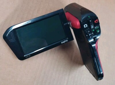 Sanyo Xacti -CG10 MPEG-4 HD 10mp Dual Camera Camcorder Red -NO CHARGER  UNTESTED