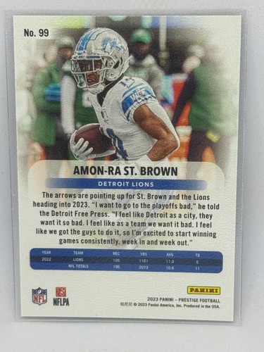 Amon-Ra St. Brown Sunburst Xtra Points 2023 Panini Prestige Football # 99 - Picture 2 of 2