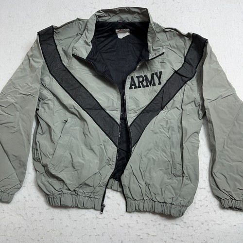 JWOD Skilcraft Army Windbreaker Jacket Men L Gray Mock Neck Full Zip Vintage USA - Picture 4 of 6