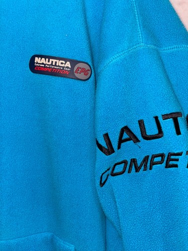 VTG 90s Nautica Competition Mens L Spell Out Zip Fleece Extreme Performance Gear - Picture 4 of 4