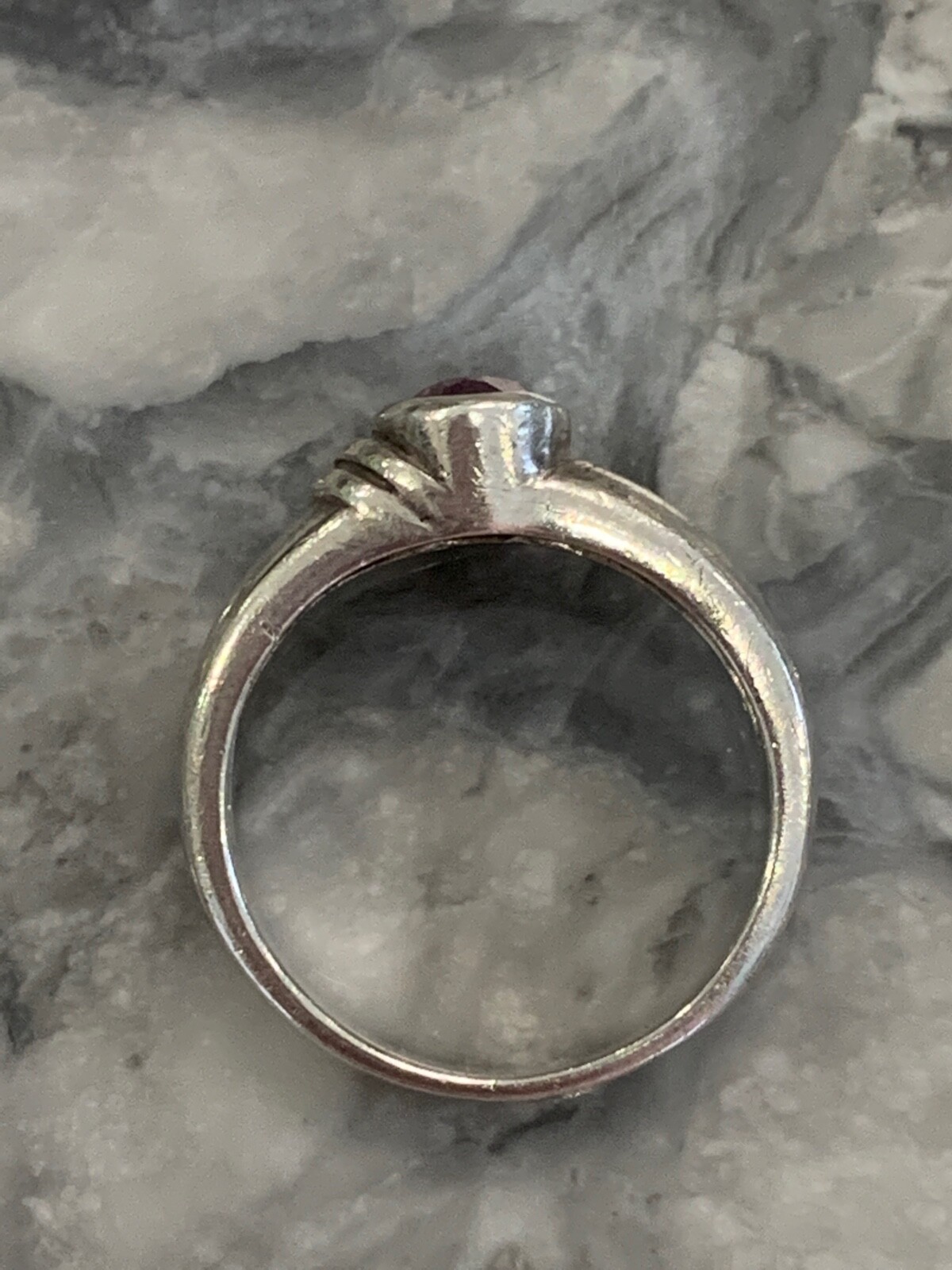 Vintage Solid Silver Tested Ring Set with Amethys… - image 3