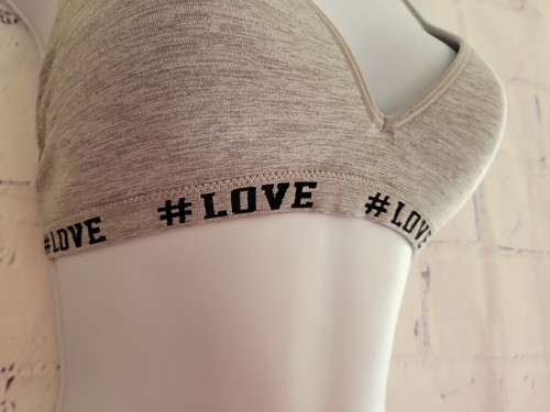 Wonder Nation Girls Bra size 36 Gray #LOVE Graphic Lightly Lined Spaghetti Strap - Picture 2 of 13
