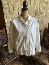 Vintage 80  s White Embroidered Crest Windbreaker Medium Full Zip 48  