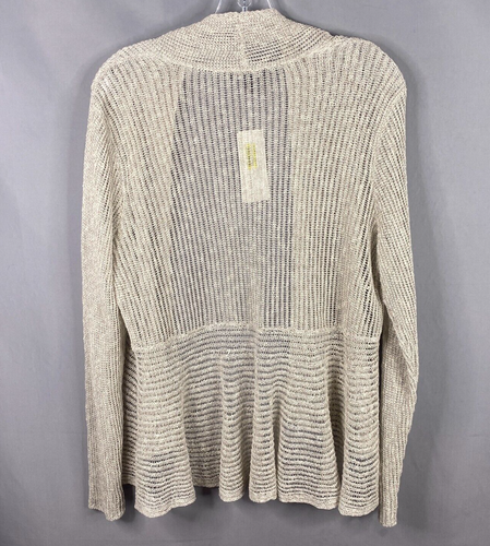 Eileen Fisher Cardigan Womens Medium Airy Linen Grain Rib Sweater Open Front NEW - Picture 2 of 11