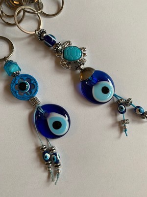 CONGARTENO Türkischer Evil Eye Anhänger - Blauer Schutzblick Schlüsselanhänger