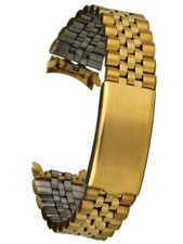 Osco Edelstahluhrarmband gold 20mm Faltschliesse Ersatz-Uhrband Jubilee-Style 