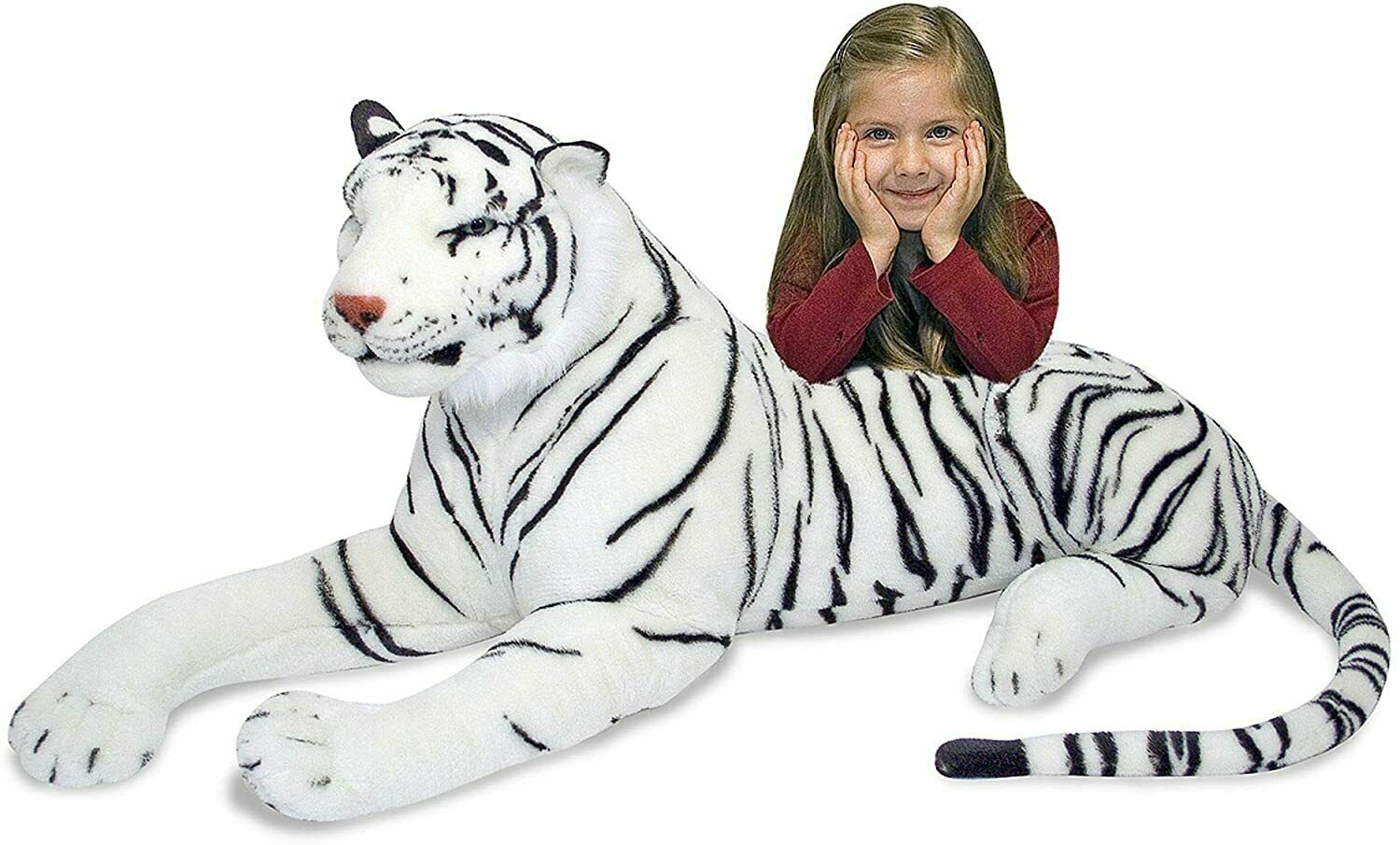 Melissa & Doug Giant Plush White Tiger Stuffed Plush Toy Animal Gift For Kids - Picture 2 of 5