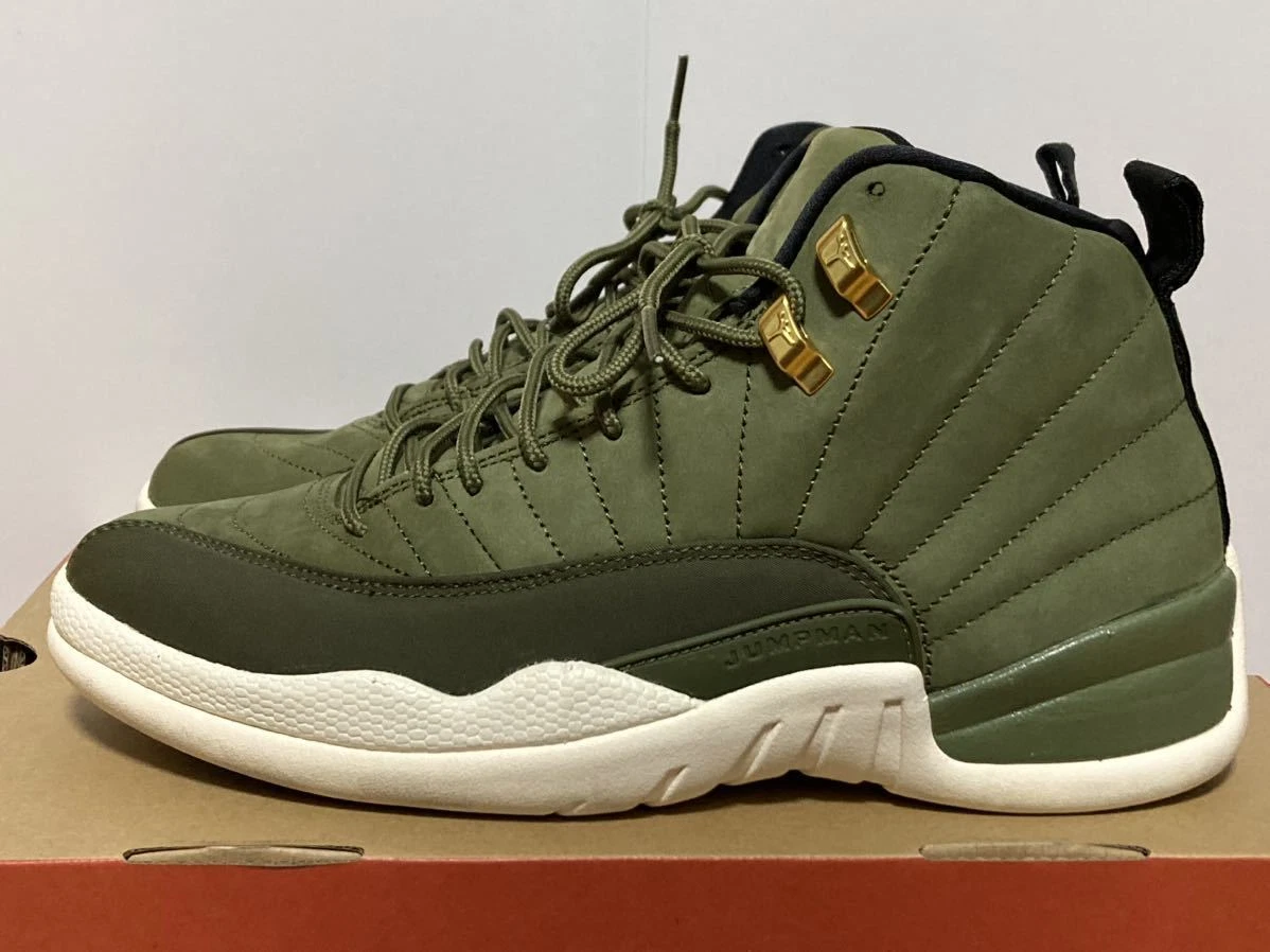 NIKE AIR JORDAN 12 RETRO 130690 301 US9.5 27.5 CM OLIVE CANVAS METALLIC GOLD N