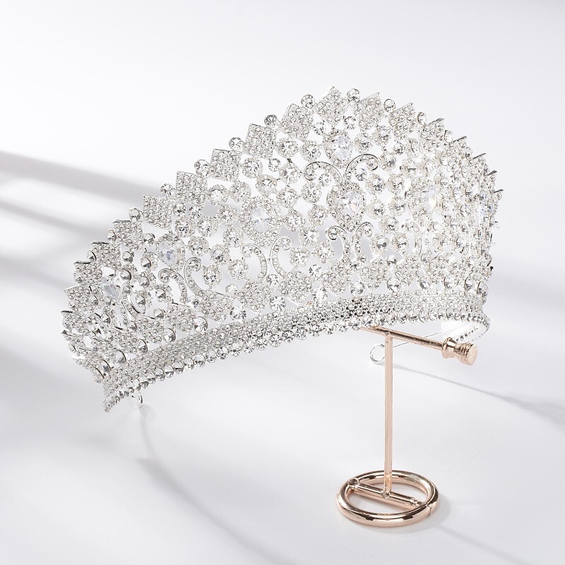 Classy CZ Stone Austrian Crystal Rhinestone Tiara Hair Crown Prom T177 Silver