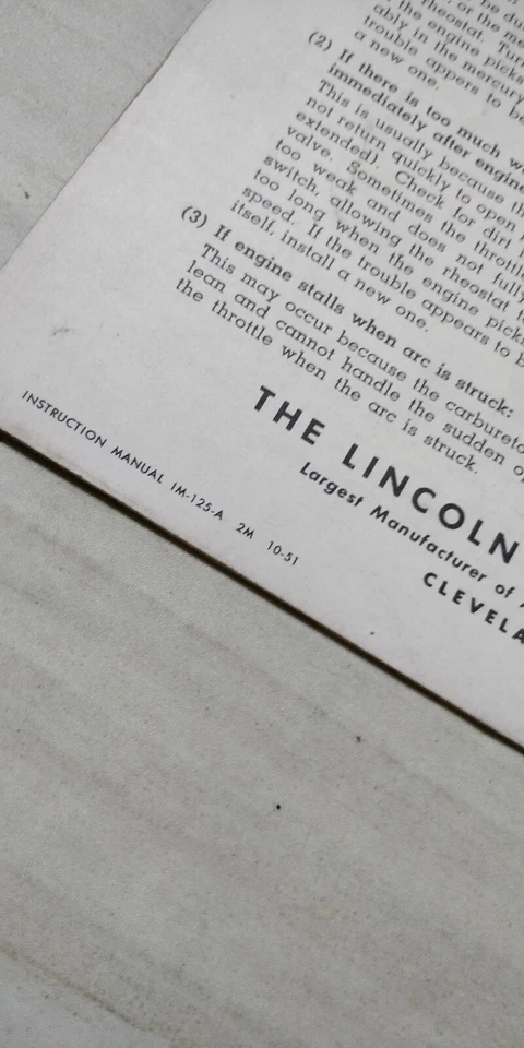 Lincoln IM-125-A 1951 manual de instrucciones ~ modelo SA-300 SA-400: S-7065 S-7066 Foto 4 de 4