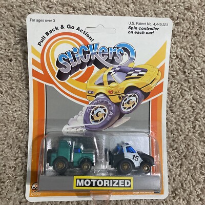 ん 1989 Slickers - Motorized Wheelie Poppin' Stunt Cars ~ Zee