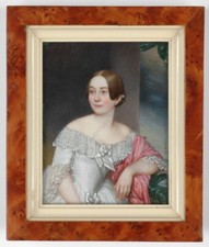 Gottlieb Holder (1806-1845) "Retrato de una dama", miniatura fina, 1843 (m)