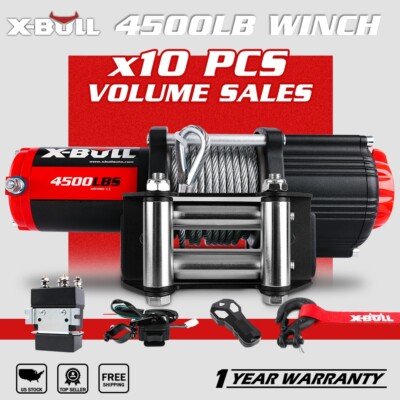 X-BULL Electric Winch 4500LBS 10PCS Steel Cable 12V ATV UTV Towing Truck Offroad