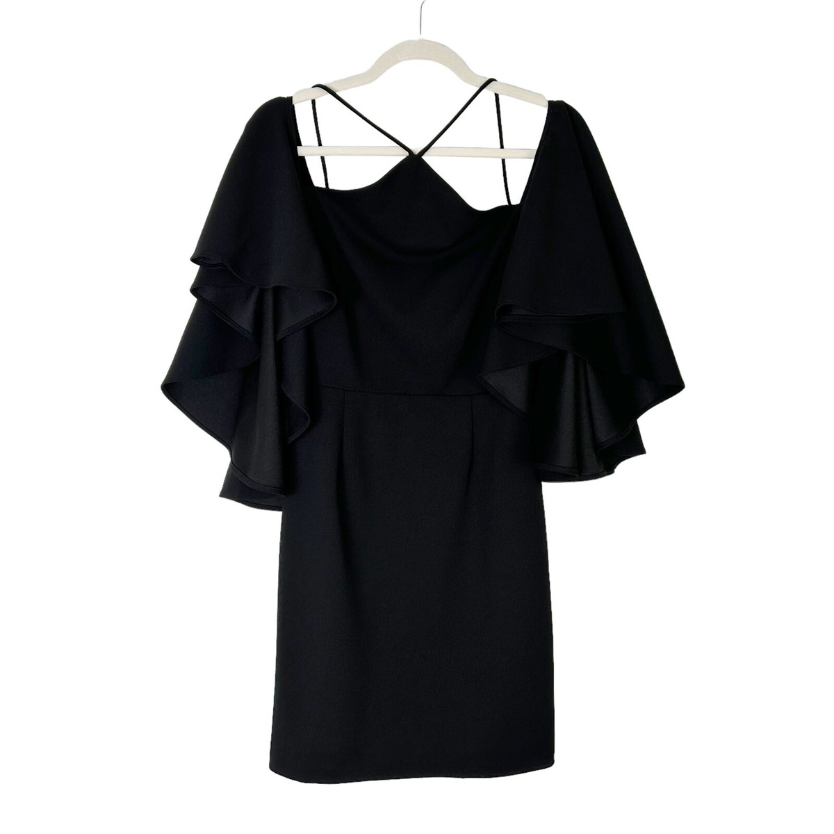 Alexia Admor Black Dress Womens Size 2 Flutter Sleeve Cold Shoulder  Cocktail | eBay