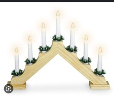 Christmas Candle Bridge 7 LED Candle Large Wood Window Arch Xmas 39.5x5h.31cm 