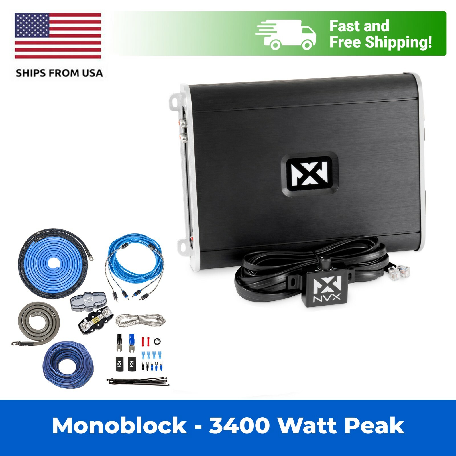 Автомобильный морской монофонический усилитель NVX VAD17001 мощностью 1700 Вт класса D Комплект проводов усилителя XKIT42 5729000₽
