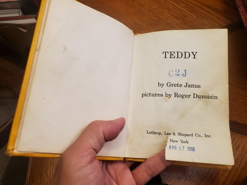 Teddy by Grete Janus & Roger Duvoisin 1964 POOR COND EX-LIB CHILDREN'S - Picture 5 of 12