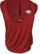 Moda International Women Sexy Red Tank Top Size medium-117
