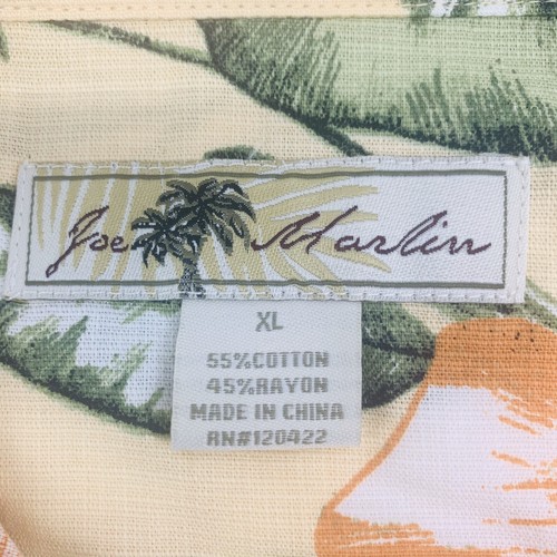 Joe Marlin Button Front Shirt Men XL Colorful Tropical Hawaiian Hibiscus & Leafs - Picture 7 of 8